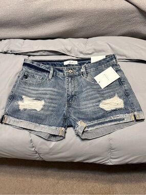 KanCan Mid Rise Denim Shorts with cuffed hem